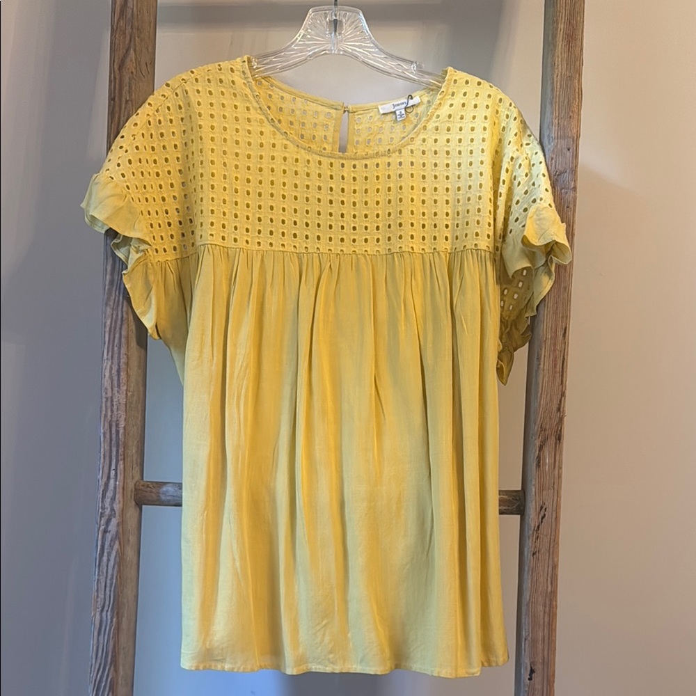 Yellow Eyelet Women's Top